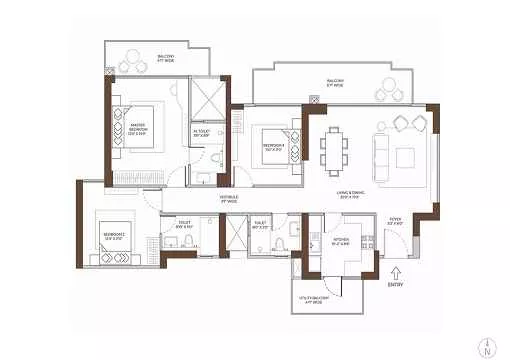 Purva Esplanade Floor Plan 2 BHK